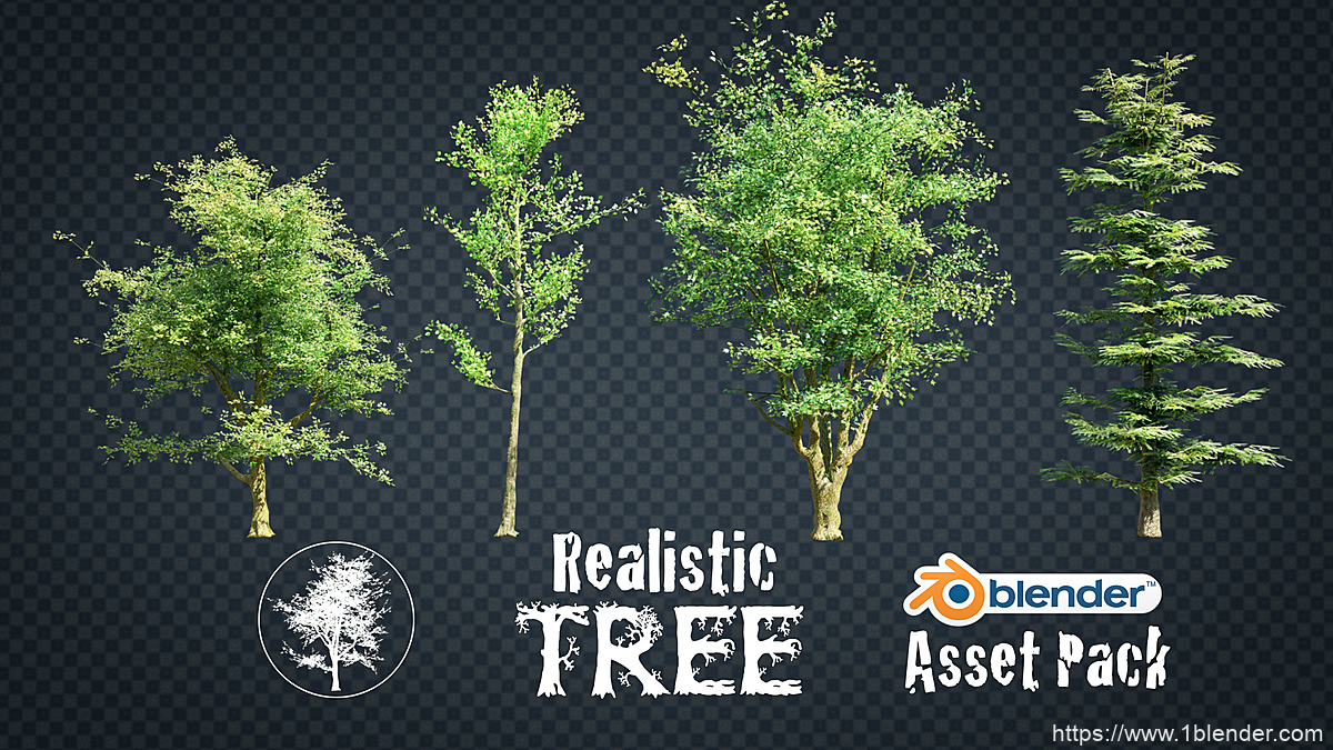 Blender真实三维树木资产包BlenderMarket Realistic Tree Asset Pack 2.8 + eevee update