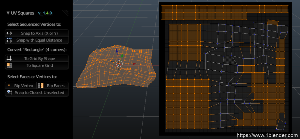 中文汉化版Blender插件-UV编辑器方形网格重塑插件Blender Market UV Squares 1.14.1