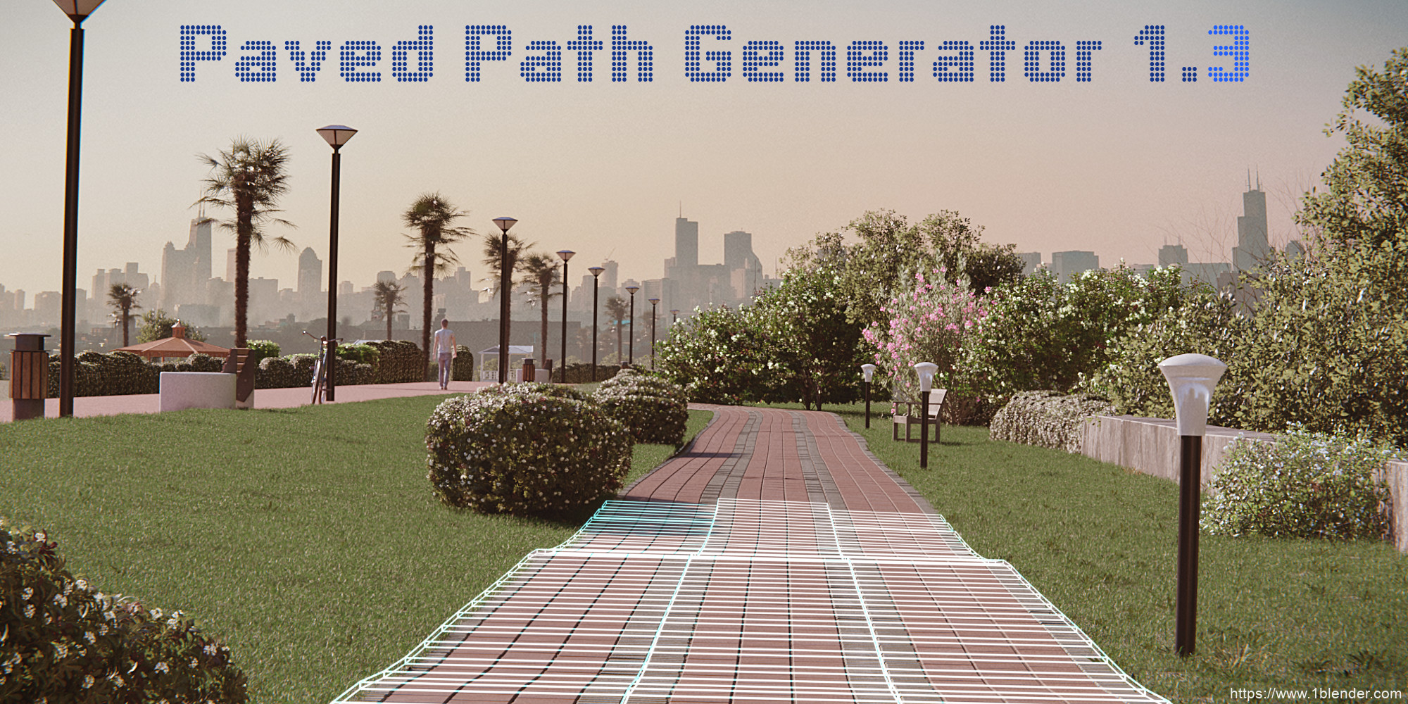 15种Blender砖石铺地路径生成器预设Paved Path Generator 1.3