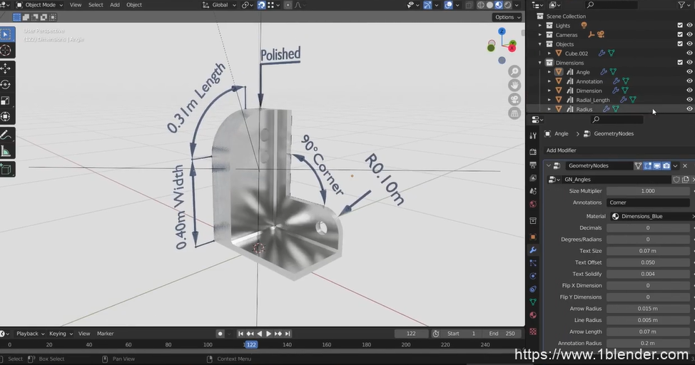 Blender几何节点尺寸系统测量工具Geometry nodes Dimension tool