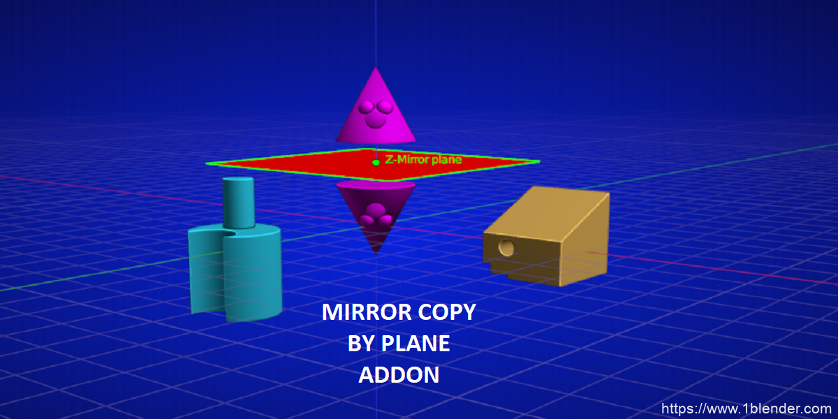 中文版Blender插件-借助平面轻松便捷镜像复制对象插件Mirror Copy, 类CAD插件