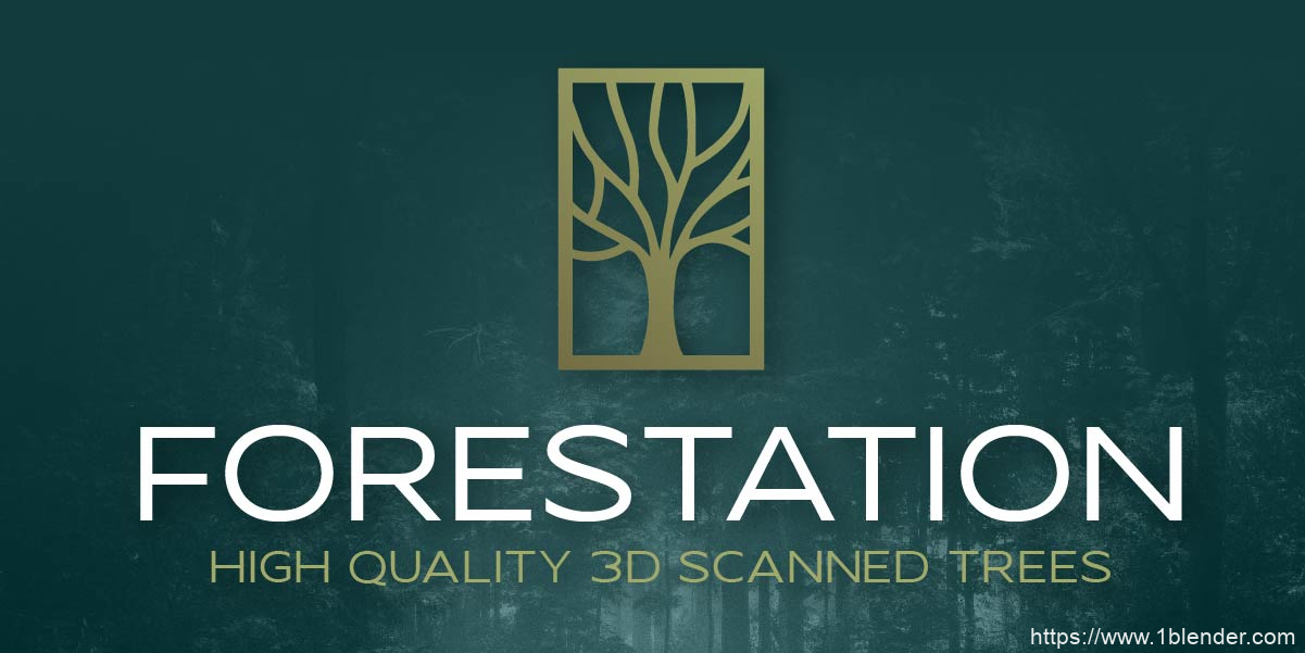 Blender插件-三维扫描植物树木模型预设 Forestation V1.0 – High Quality 3d Scanned Trees