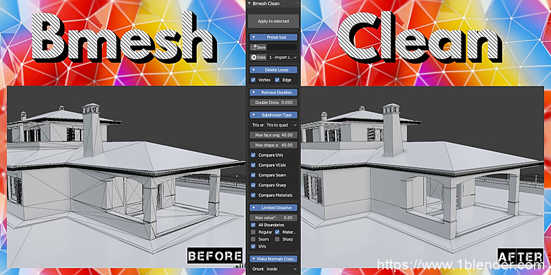 Blender插件-Sketchup模型优化工具Bmesh Clean Add-On V1.11