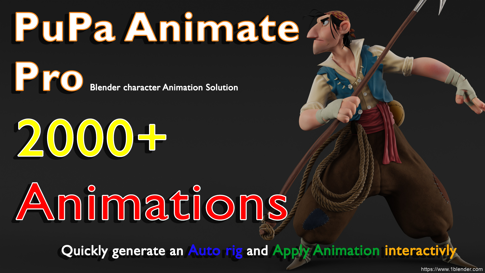 Blender插件-2000+三维角色绑定动画预设库 Pupa Animate Pro V1.3