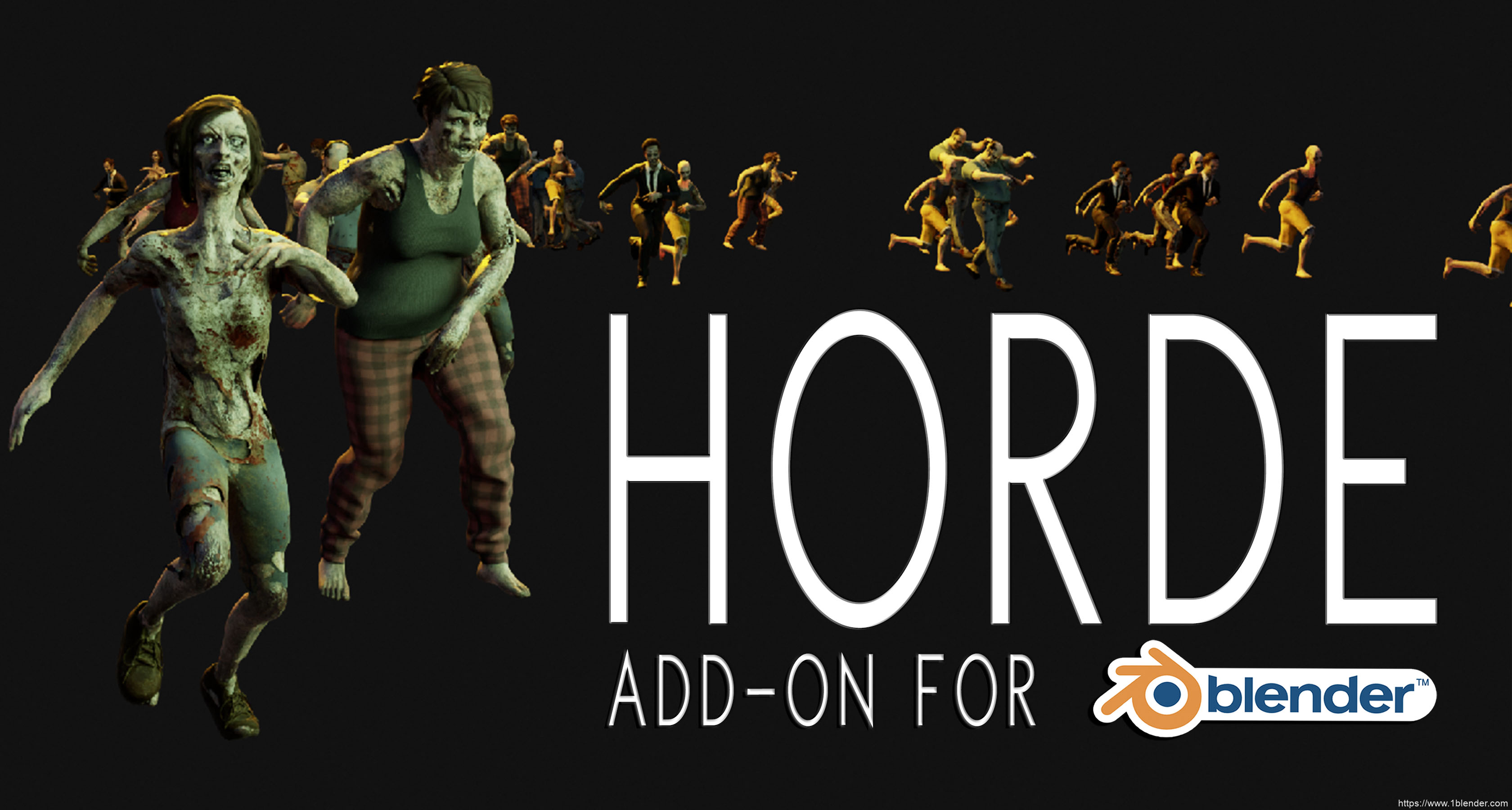 人群系统群集动画Blender插件 Horde Add-On V1 Crowd System Tools