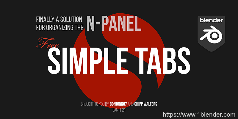 Blender中文版插件-侧边栏N面板重命名排列合并管理插件Simple Tabs v1.2.4