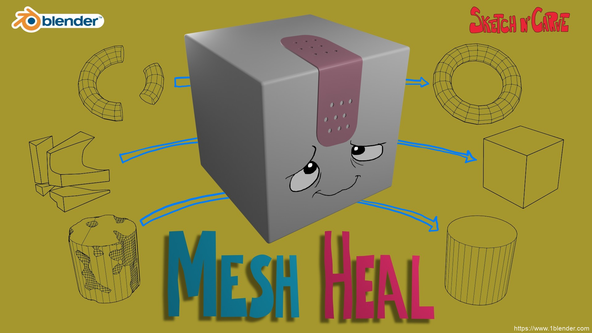 恢复网格对象缺口修补重建Blender中文版插件 Mesh Heal v1.0.1