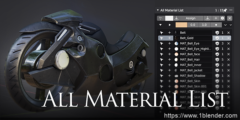 场景摄像机图像灯光材质列表显示管理-Blender插件All Material List V2.7.4