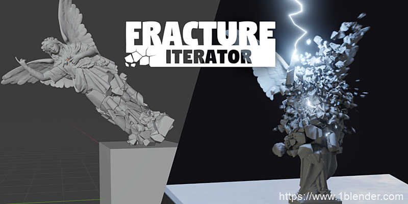 三维模型破碎裂缝分散模拟Blender插件 Fracture Iterator v1.3