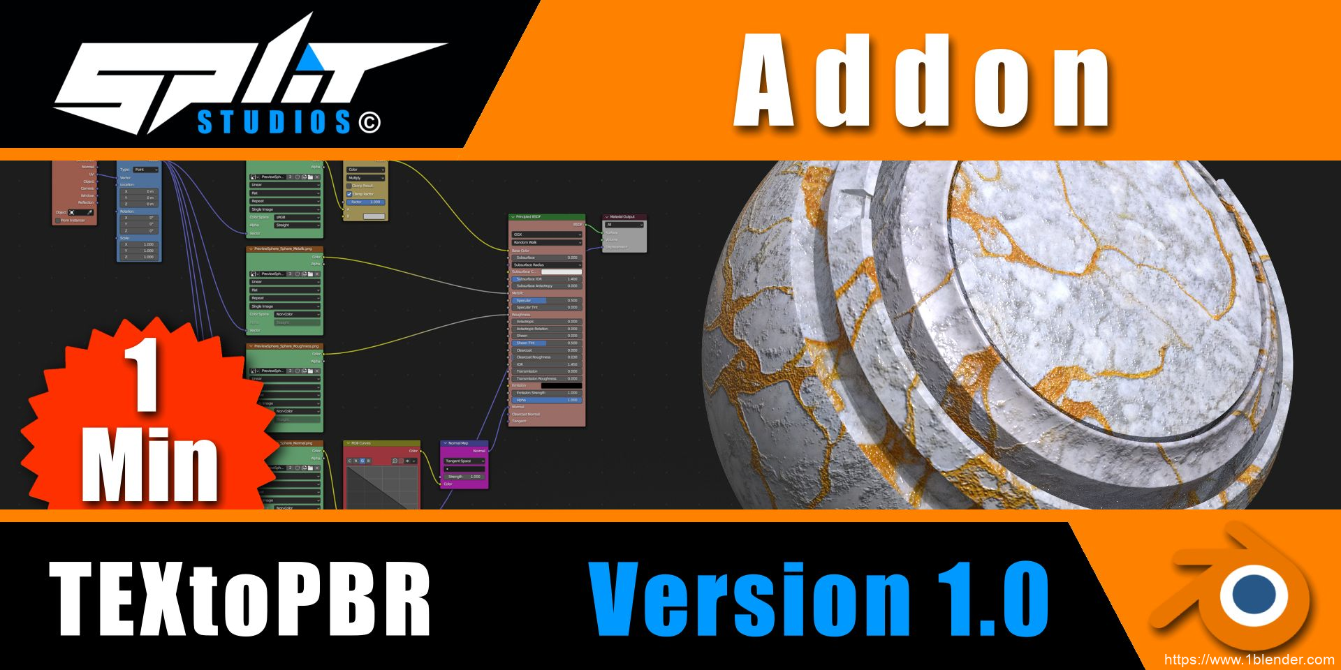 一键将Textopbr/纹理转为Pbr材质Blender中文版插件TEXtoPBR v1