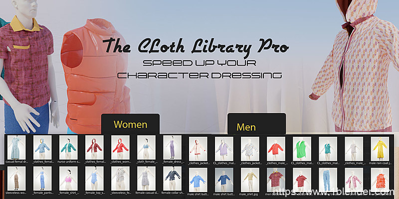 衣服服装布料完整资产库Blender插件The cloth library 2