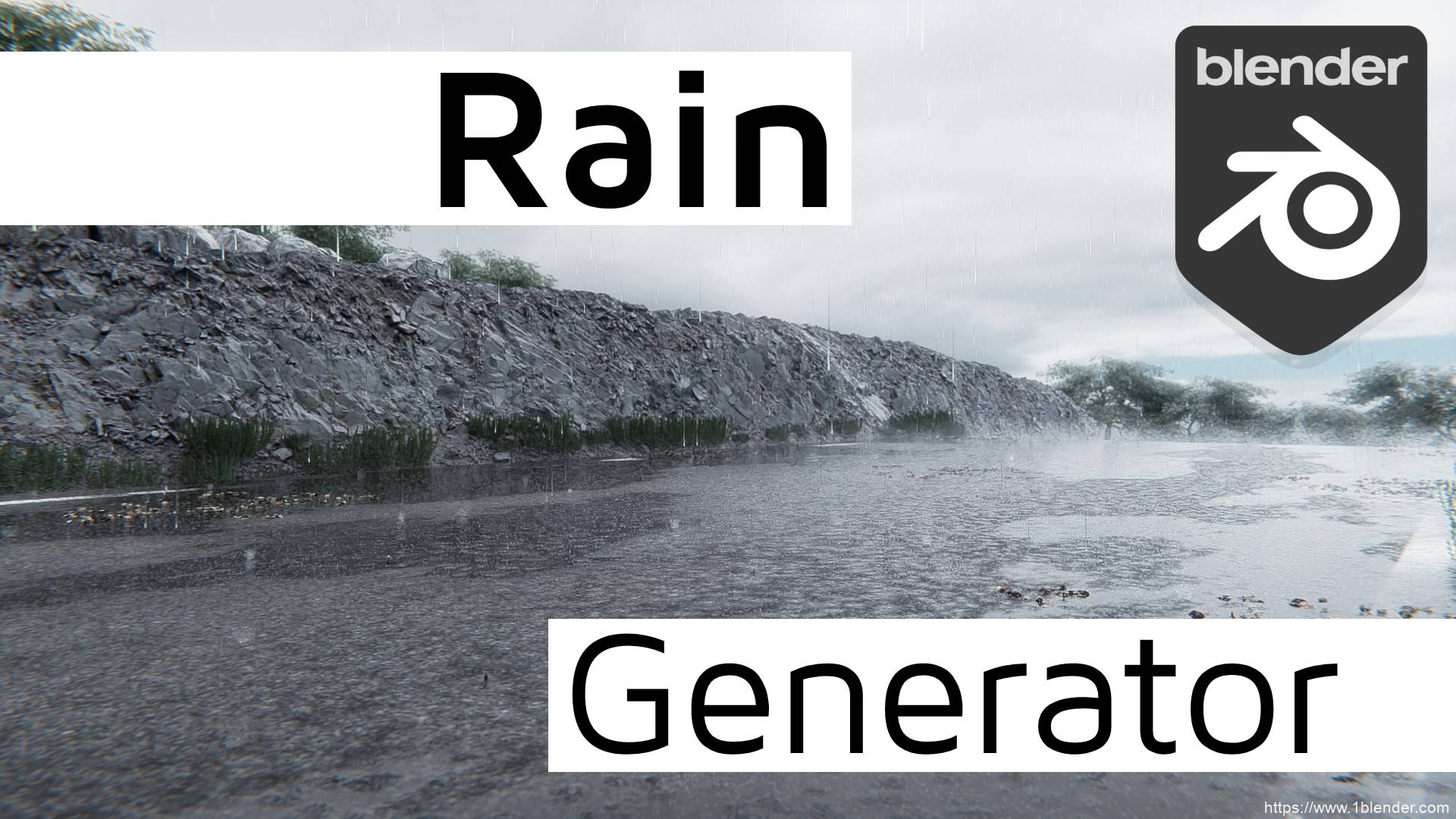 中文版-几何节点水景特效雨水飞溅生成器Blender插件Baga Rain Generator v1.0.8