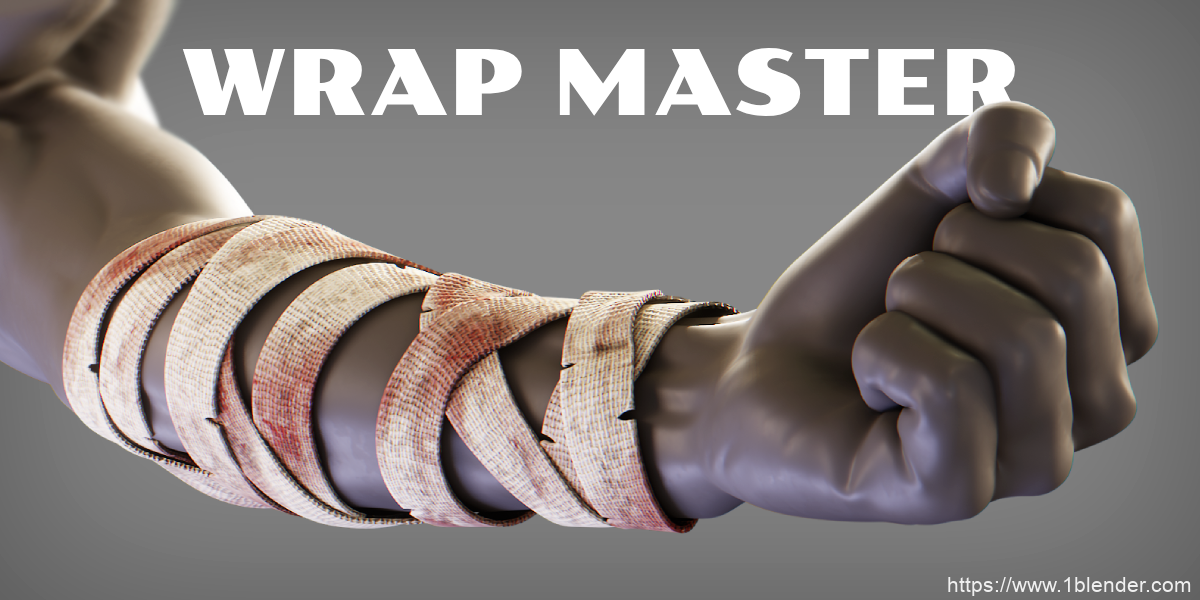 Blender插件-绳子缠绕包裹变形预设工具Wrap Master