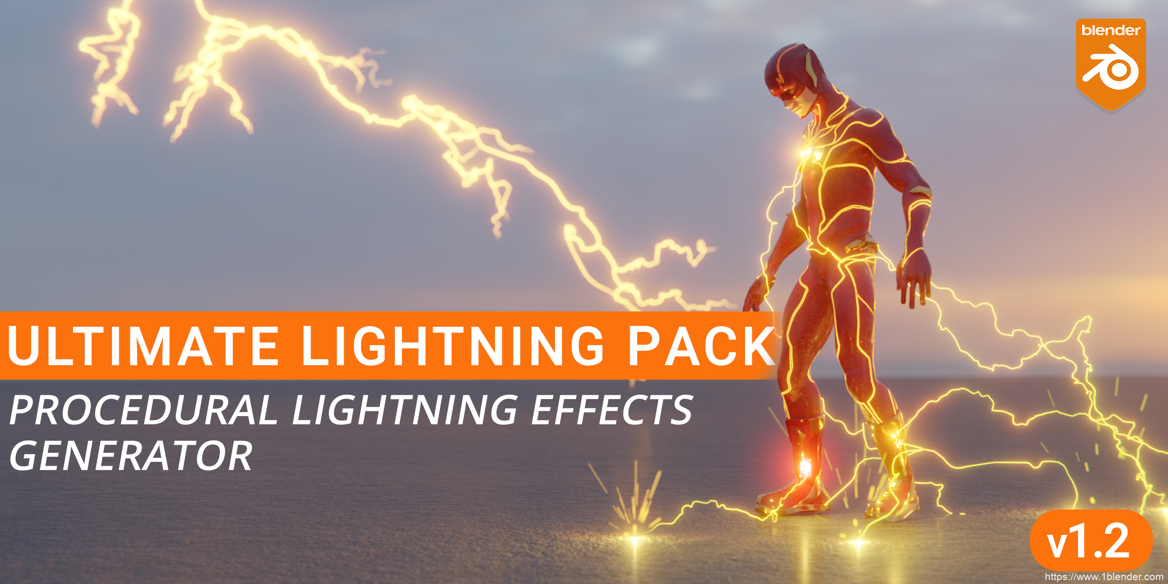 Blender插件-几何节点终极电流闪电特效资产预设包Ultimate Lightning Pack V1.2