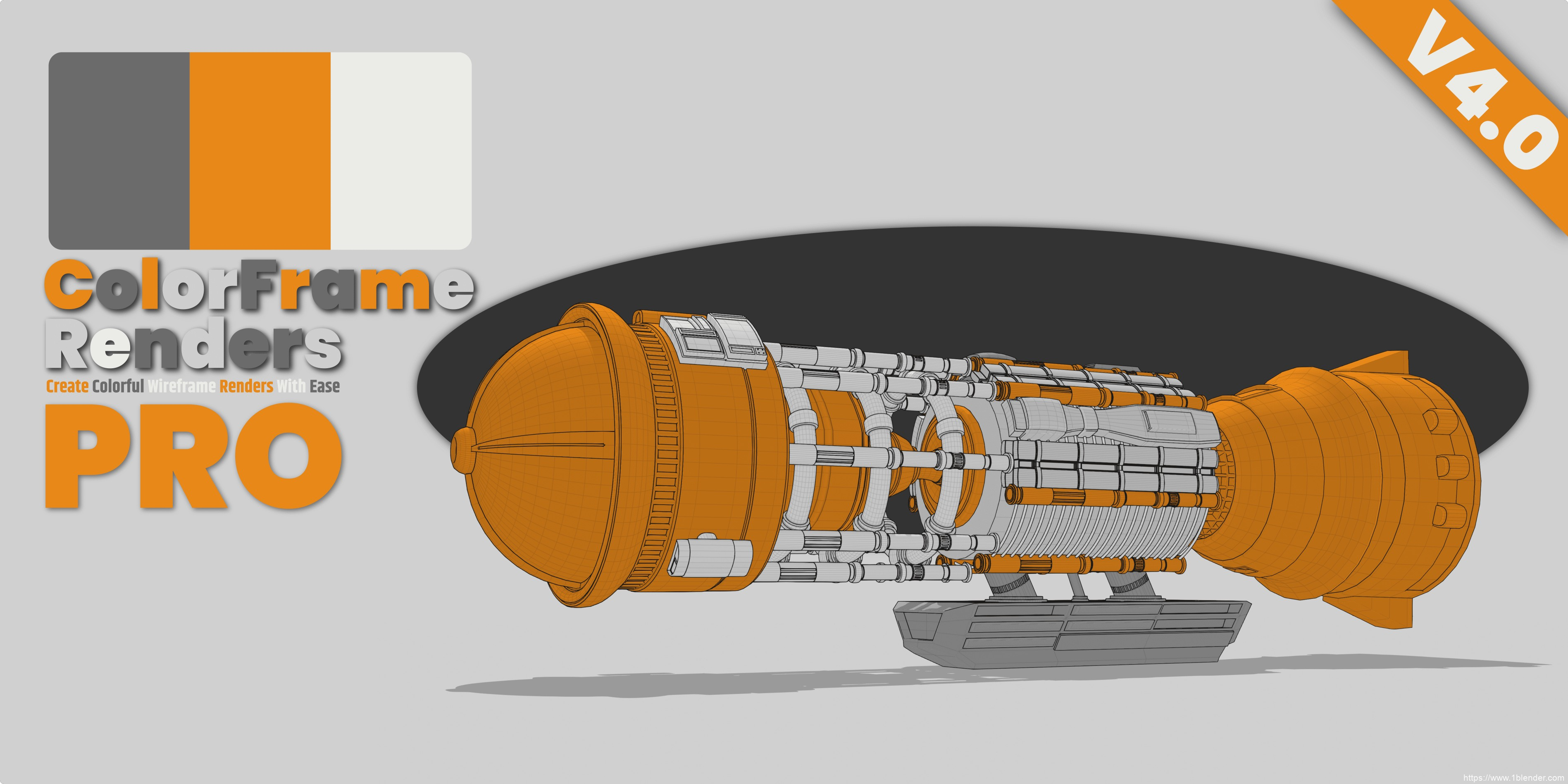 中文版Blender插件-创建风格化彩色线框渲染插件Colorframe Renders Pro V4.0.0