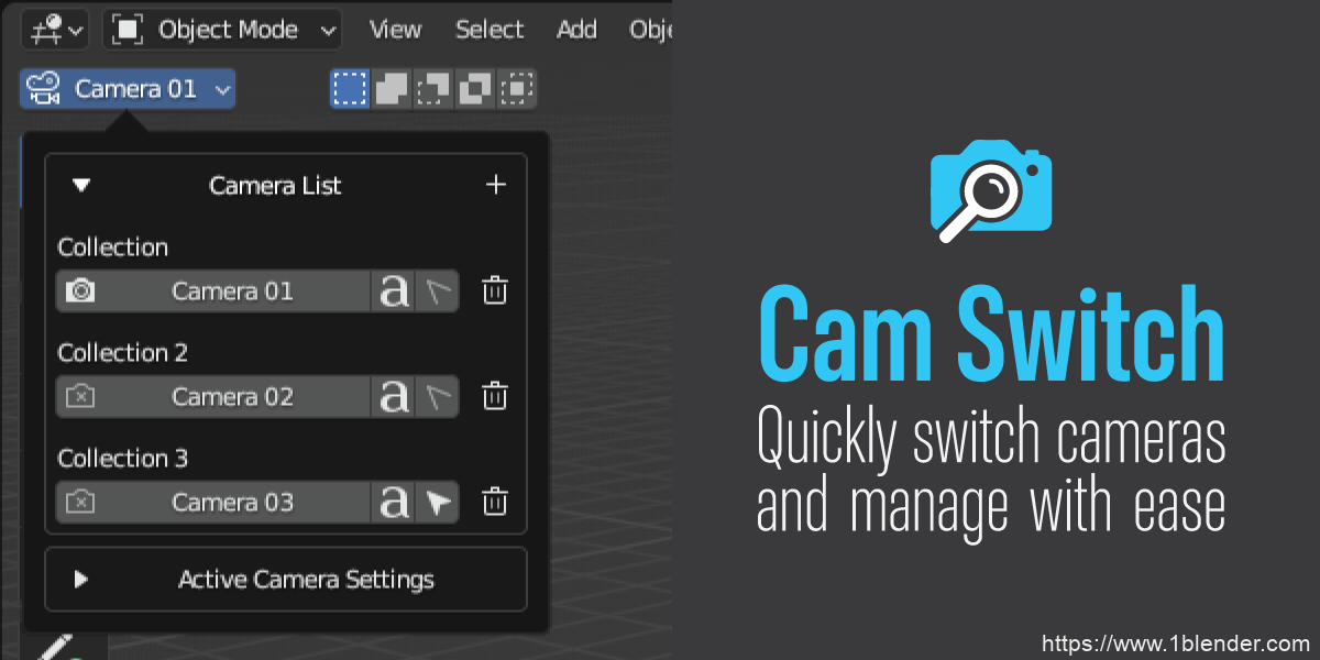 Blender插件-摄像机快速切换管理设置插件Cam Switch v1.1