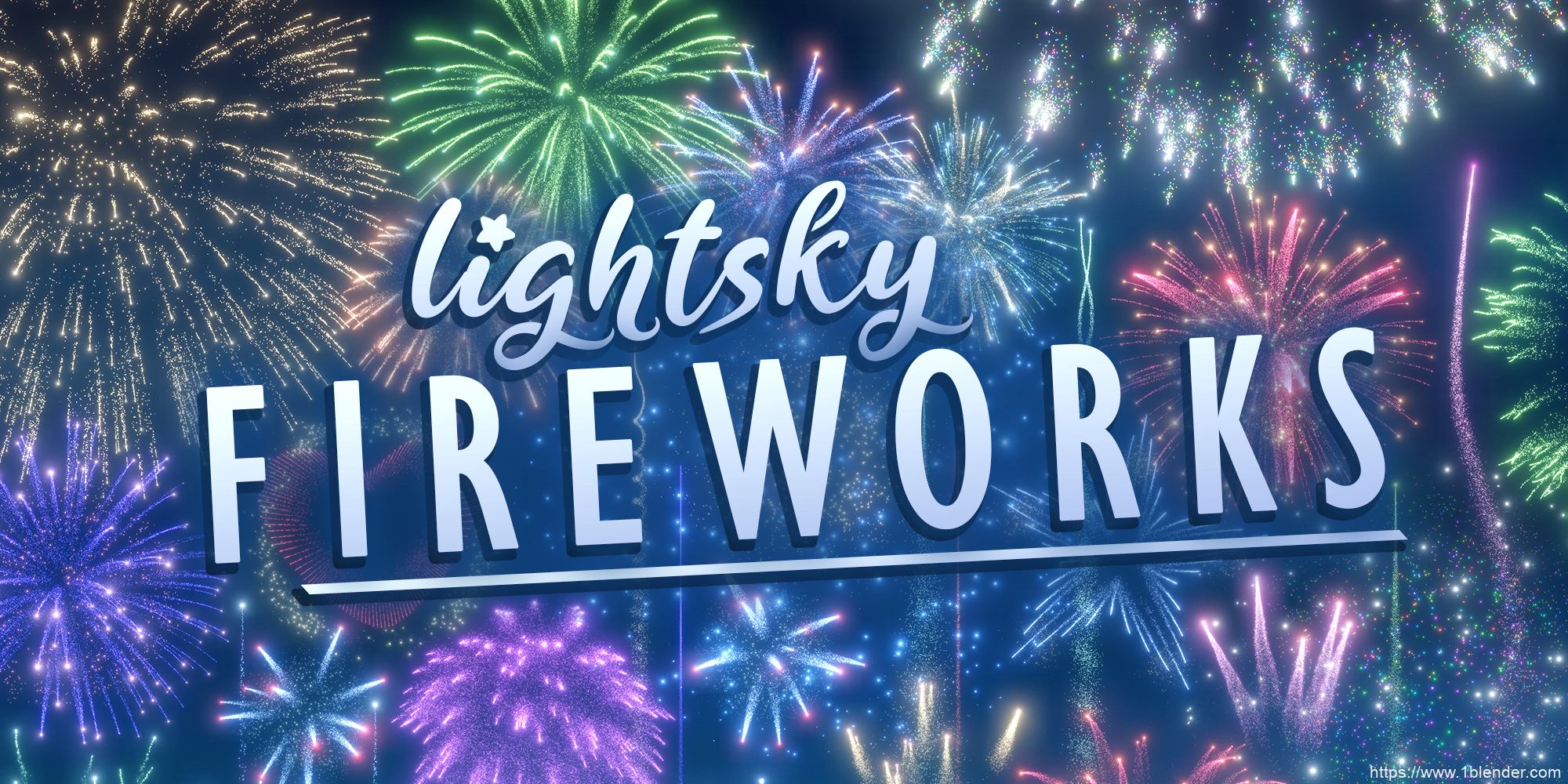 Blender炫酷烟花粒子特效资源包Lightsky Fireworks